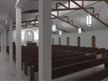 An artist's rendering of the planned renovation of the University of Maine's Newman Center chapel.
